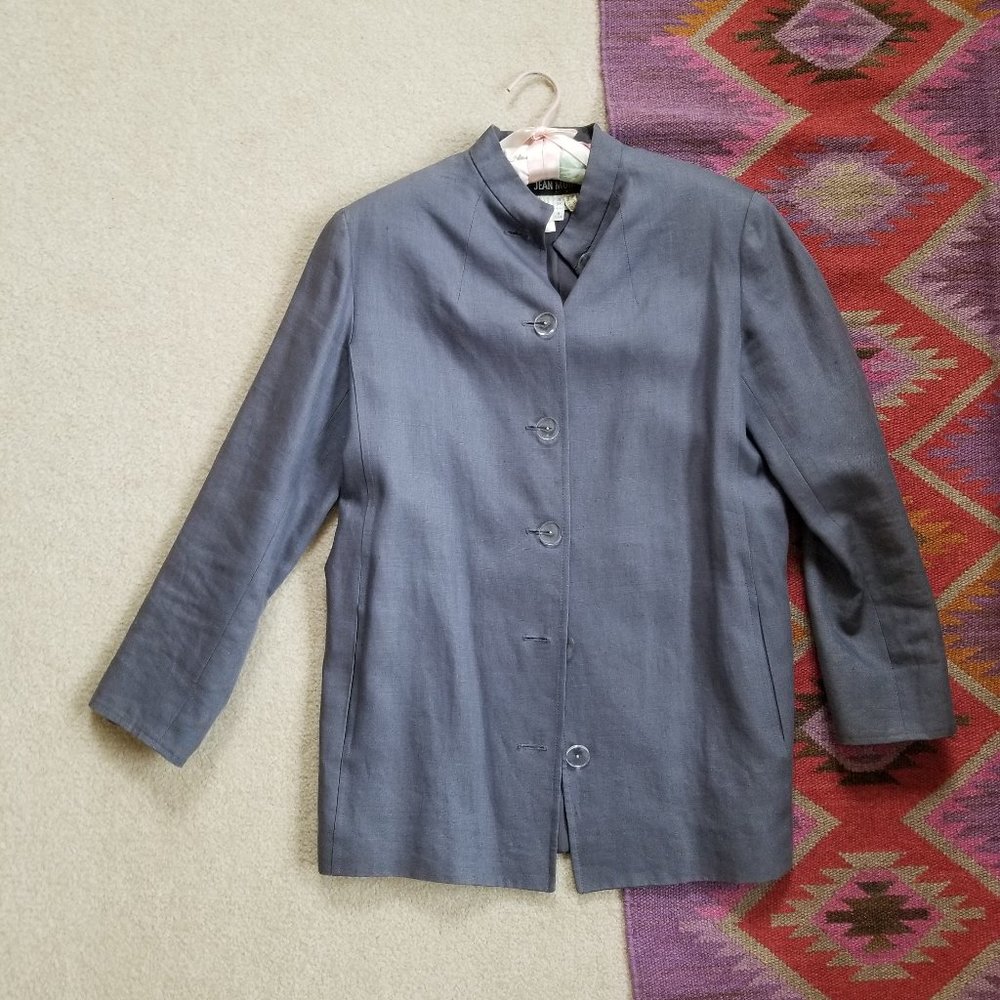 Jean Muir Blazer, in Gray Linen, Mandarin Collar